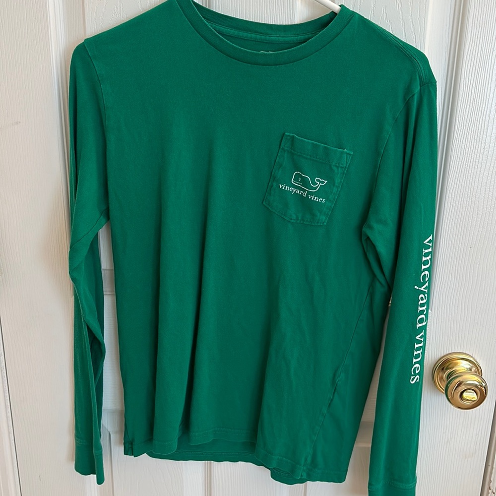 Vineyard Vines classic picket tee - long sleeve - Green.  Boys Large